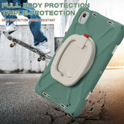 For iPad Air 11 2024 / Air 11 2025 Silicone Hybrid PC Tablet Case with Holder & Shoulder Strap(Emerald Green)
