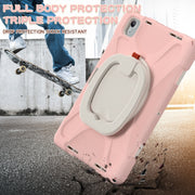For iPad Air 11 2024 / Air 11 2025 Silicone Hybrid PC Tablet Case with Holder & Shoulder Strap(Cherry Blossom Pink)