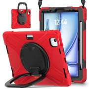 For iPad Air 11 2024 / Air 11 2025 Silicone Hybrid PC Tablet Case with Holder & Shoulder Strap(Red)