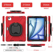For iPad Air 11 2024 / Air 11 2025 Silicone Hybrid PC Tablet Case with Holder & Shoulder Strap(Red)