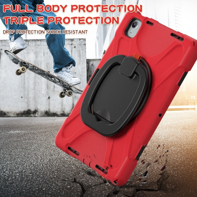 For iPad Air 11 2024 / Air 11 2025 Silicone Hybrid PC Tablet Case with Holder & Shoulder Strap(Red)