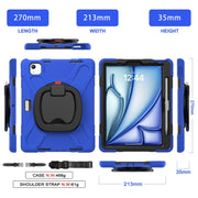 For iPad Air 11 2024 / Air 11 2025 Silicone Hybrid PC Tablet Case with Holder & Shoulder Strap(Blue)
