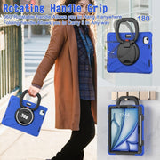 For iPad Air 11 2024 / Air 11 2025 Silicone Hybrid PC Tablet Case with Holder & Shoulder Strap(Blue)