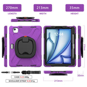 For iPad Air 11 2024 Silicone Hybrid PC Tablet Case with Holder & Shoulder Strap(Purple)