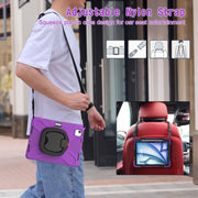 For iPad Air 11 2024 Silicone Hybrid PC Tablet Case with Holder & Shoulder Strap(Purple)