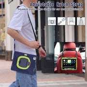 For iPad Pro 11 2024 Silicone Hybrid PC Tablet Case with Holder & Shoulder Strap(Navy Blue Lime)