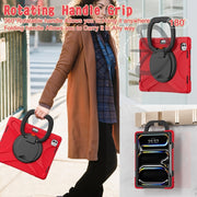 For iPad Pro 11 2024 Silicone Hybrid PC Tablet Case with Holder & Shoulder Strap(Red)
