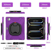 For iPad Pro 11 2024 Silicone Hybrid PC Tablet Case with Holder & Shoulder Strap(Purple)