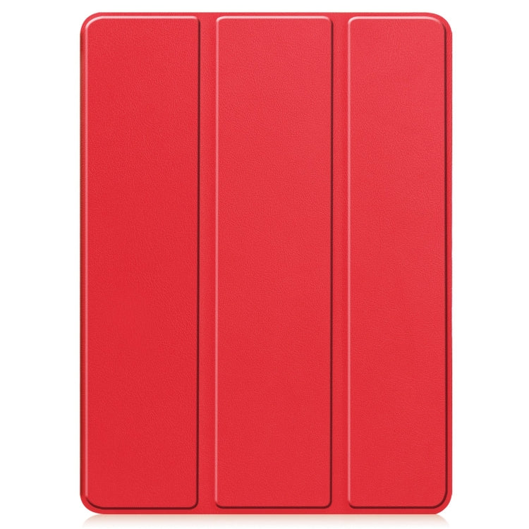 For iPad Pro 11 2024 Custer TPU Pure Color 3-Fold Holder Smart Leather Tablet Case with Pen Tray(Red)