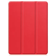 For iPad Pro 11 2024 Custer TPU Pure Color 3-Fold Holder Smart Leather Tablet Case with Pen Tray(Red)