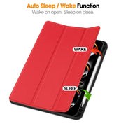 For iPad Pro 11 2024 Custer TPU Pure Color 3-Fold Holder Smart Leather Tablet Case with Pen Tray(Red)