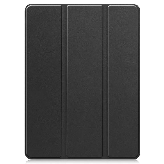 For iPad Pro 11 2024 Custer TPU Pure Color 3-Fold Holder Smart Leather Tablet Case with Pen Tray(Black)