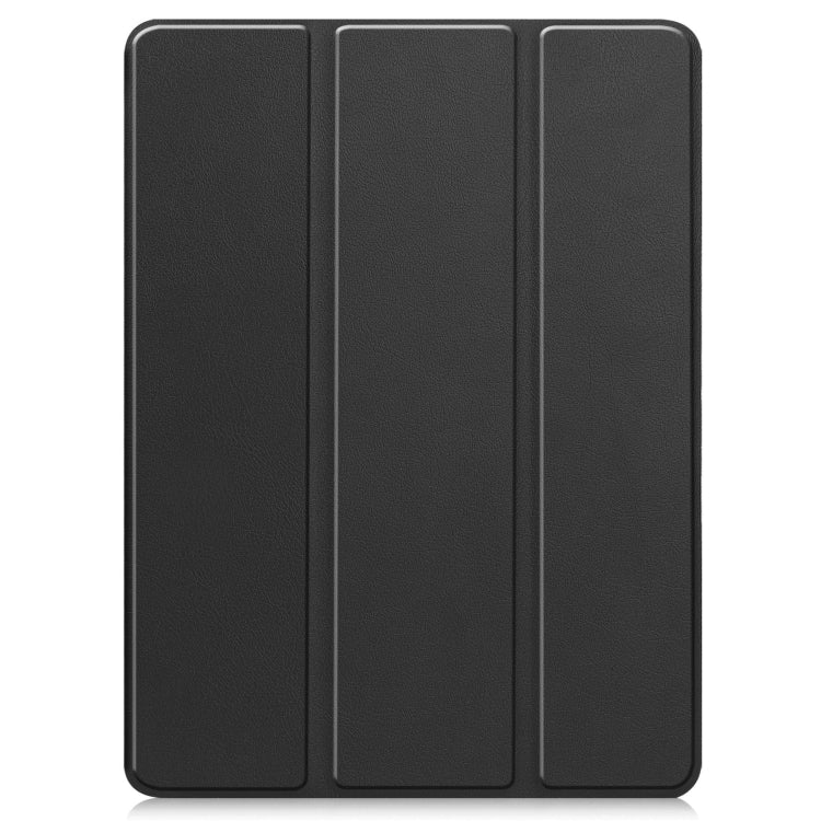 For iPad Pro 11 2024 Custer TPU Pure Color 3-Fold Holder Smart Leather Tablet Case with Pen Tray(Black)