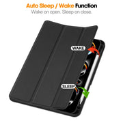 For iPad Pro 11 2024 Custer TPU Pure Color 3-Fold Holder Smart Leather Tablet Case with Pen Tray(Black)