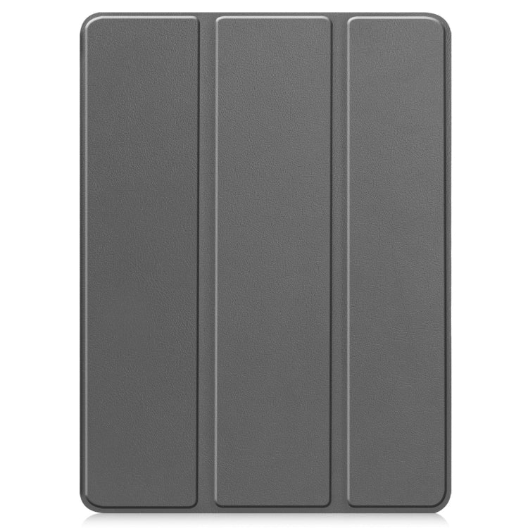 For iPad Pro 11 2024 Custer TPU Pure Color 3-Fold Holder Smart Leather Tablet Case with Pen Tray(Grey)