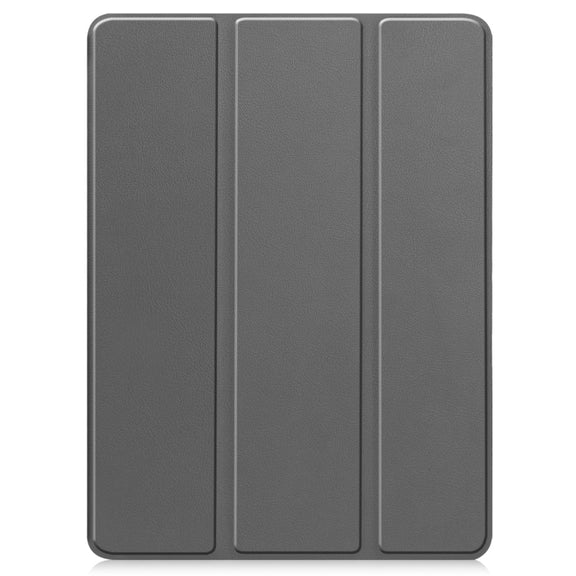 For iPad Pro 11 2024 Custer TPU Pure Color 3-Fold Holder Smart Leather Tablet Case with Pen Tray(Grey)