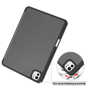 For iPad Pro 11 2024 Custer TPU Pure Color 3-Fold Holder Smart Leather Tablet Case with Pen Tray(Grey)