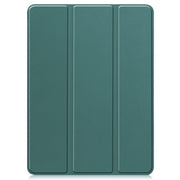 For iPad Pro 11 2024 Custer TPU Pure Color 3-Fold Holder Smart Leather Tablet Case with Pen Tray(Dark Green)