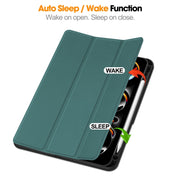 For iPad Pro 11 2024 Custer TPU Pure Color 3-Fold Holder Smart Leather Tablet Case with Pen Tray(Dark Green)