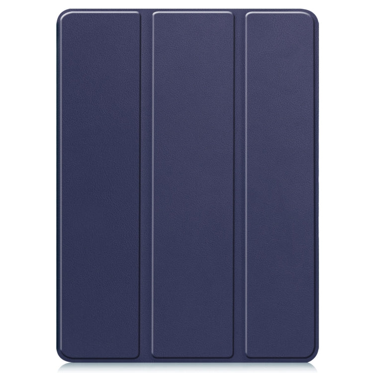 For iPad Pro 11 2024 Custer TPU Pure Color 3-Fold Holder Smart Leather Tablet Case with Pen Tray(Dark Blue)