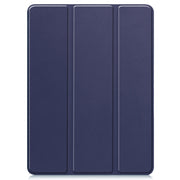 For iPad Pro 11 2024 Custer TPU Pure Color 3-Fold Holder Smart Leather Tablet Case with Pen Tray(Dark Blue)
