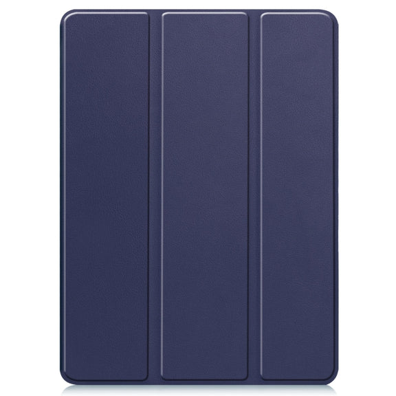 For iPad Pro 11 2024 Custer TPU Pure Color 3-Fold Holder Smart Leather Tablet Case with Pen Tray(Dark Blue)