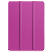 For iPad Pro 11 2024 Custer TPU Pure Color 3-Fold Holder Smart Leather Tablet Case with Pen Tray(Purple)