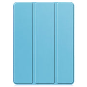 For iPad Pro 11 2024 Custer TPU Pure Color 3-Fold Holder Smart Leather Tablet Case with Pen Tray(Sky Blue)