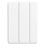 For iPad Pro 11 2024 Custer TPU Pure Color 3-Fold Holder Smart Leather Tablet Case with Pen Tray(White)