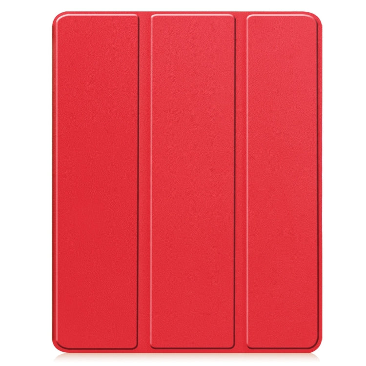 For iPad Pro 13 2024 Custer TPU Pure Color 3-Fold Holder Smart Leather Tablet Case with Pen Tray(Red)