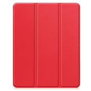 For iPad Pro 13 2024 Custer TPU Pure Color 3-Fold Holder Smart Leather Tablet Case with Pen Tray(Red)