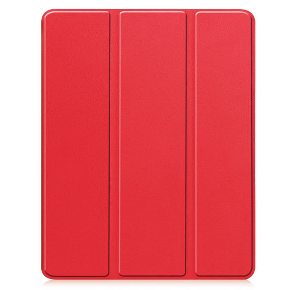 For iPad Pro 13 2024 Custer TPU Pure Color 3-Fold Holder Smart Leather Tablet Case with Pen Tray(Red)
