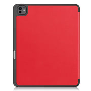 For iPad Pro 13 2024 Custer TPU Pure Color 3-Fold Holder Smart Leather Tablet Case with Pen Tray(Red)