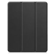 For iPad Pro 13 2024 Custer TPU Pure Color 3-Fold Holder Smart Leather Tablet Case with Pen Tray(Black)