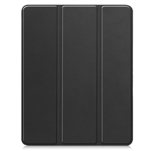 For iPad Pro 13 2024 Custer TPU Pure Color 3-Fold Holder Smart Leather Tablet Case with Pen Tray(Black)