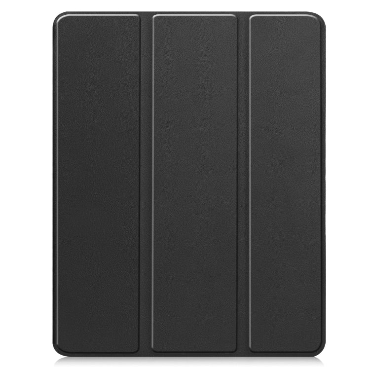 For iPad Pro 13 2024 Custer TPU Pure Color 3-Fold Holder Smart Leather Tablet Case with Pen Tray(Black)