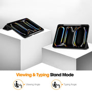 For iPad Pro 13 2024 Custer TPU Pure Color 3-Fold Holder Smart Leather Tablet Case with Pen Tray(Black)