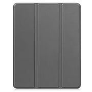 For iPad Pro 13 2024 Custer TPU Pure Color 3-Fold Holder Smart Leather Tablet Case with Pen Tray(Grey)