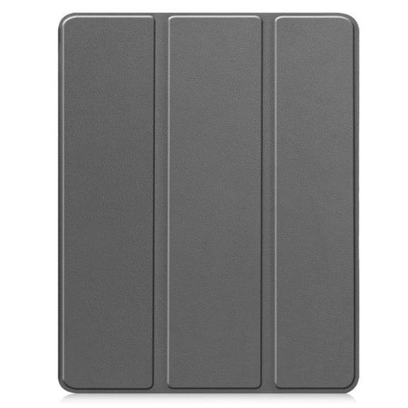 For iPad Pro 13 2024 Custer TPU Pure Color 3-Fold Holder Smart Leather Tablet Case with Pen Tray(Grey)