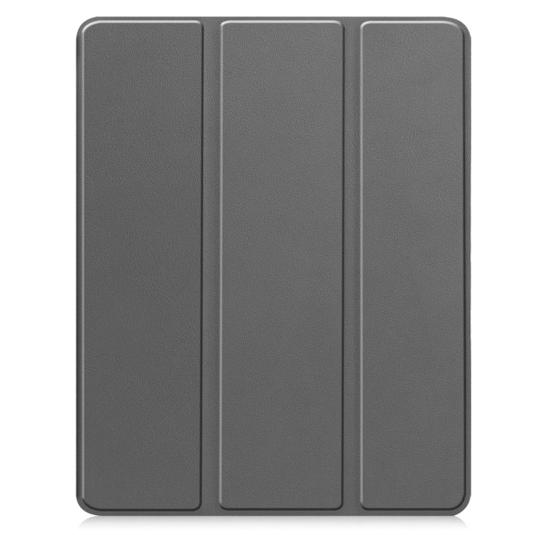 For iPad Pro 13 2024 Custer TPU Pure Color 3-Fold Holder Smart Leather Tablet Case with Pen Tray(Grey)