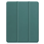 For iPad Pro 13 2024 Custer TPU Pure Color 3-Fold Holder Smart Leather Tablet Case with Pen Tray(Dark Green)