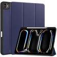 For iPad Pro 13 2024 Custer TPU Pure Color 3-Fold Holder Smart Leather Tablet Case with Pen Tray(Dark Blue) - free shipping - PMC TechLife - Order now!