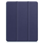 For iPad Pro 13 2024 Custer TPU Pure Color 3-Fold Holder Smart Leather Tablet Case with Pen Tray(Dark Blue)
