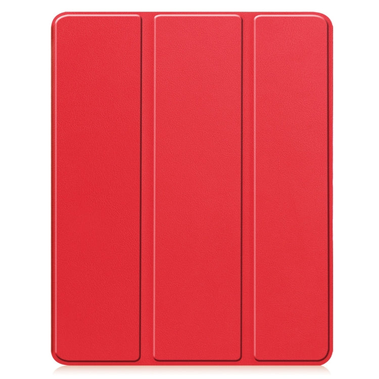 For iPad Air 13 2024 / 2025 Custer TPU Pure Color 3-Fold Holder Smart Leather Tablet Case with Pen Tray(Red)