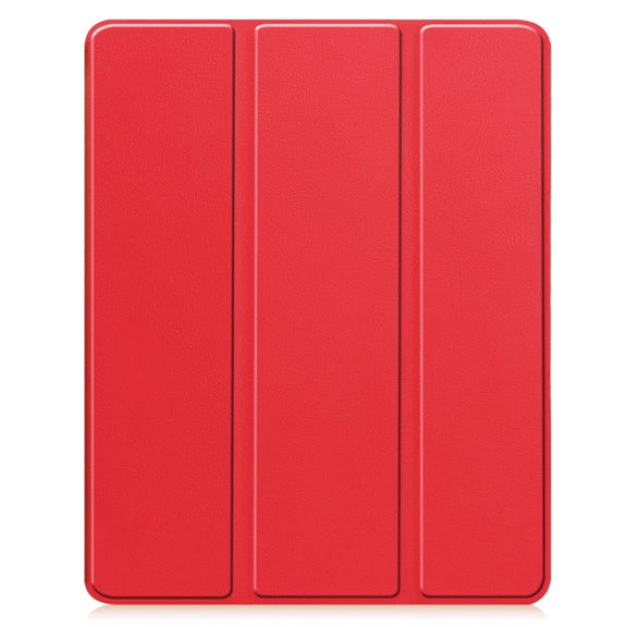 For iPad Air 13 2024 / 2025 Custer TPU Pure Color 3-Fold Holder Smart Leather Tablet Case with Pen Tray(Red)
