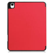 For iPad Air 13 2024 / 2025 Custer TPU Pure Color 3-Fold Holder Smart Leather Tablet Case with Pen Tray(Red)