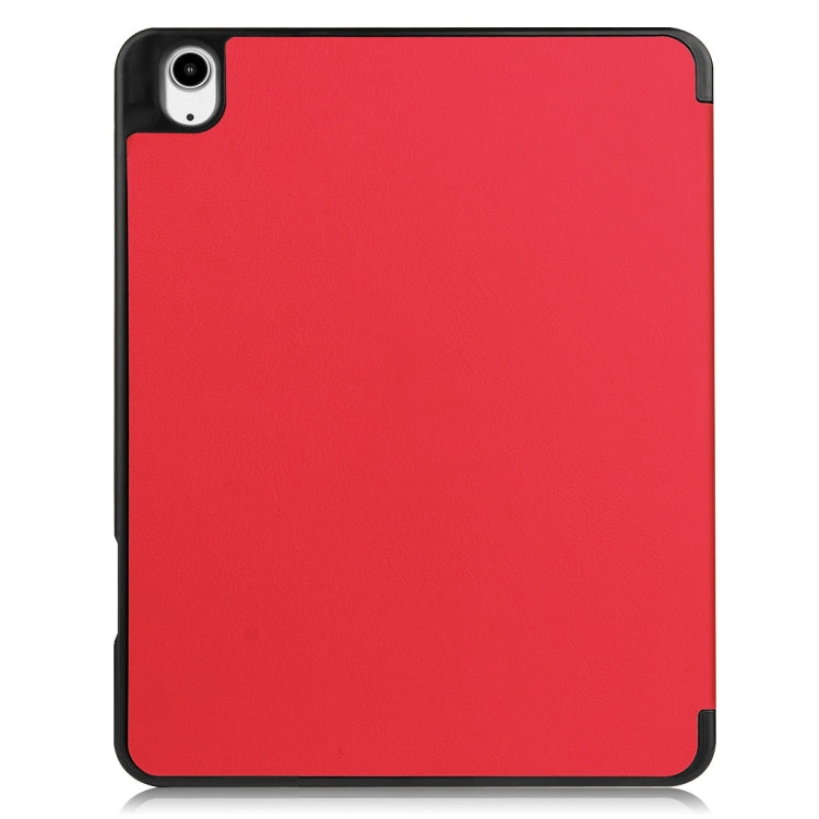 For iPad Air 13 2024 / 2025 Custer TPU Pure Color 3-Fold Holder Smart Leather Tablet Case with Pen Tray(Red)
