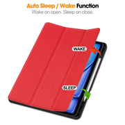 For iPad Air 13 2024 / 2025 Custer TPU Pure Color 3-Fold Holder Smart Leather Tablet Case with Pen Tray(Red)