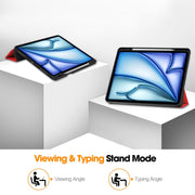 For iPad Air 13 2024 / 2025 Custer TPU Pure Color 3-Fold Holder Smart Leather Tablet Case with Pen Tray(Red)