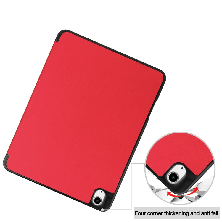 For iPad Air 13 2024 / 2025 Custer TPU Pure Color 3-Fold Holder Smart Leather Tablet Case with Pen Tray(Red)